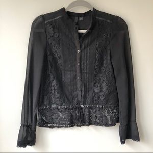 Divided by H&M black sheer lace buttoned top 2